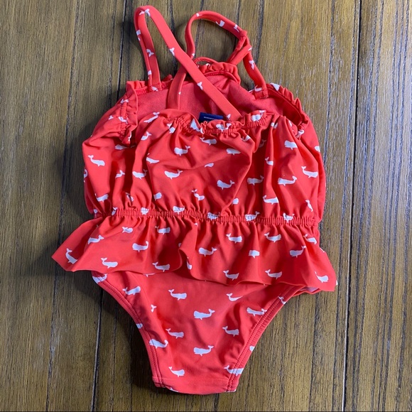 Gap red white ruffle one piece swimsuit - Picture 4 of 5